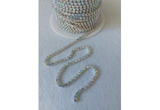 Нить стразовая стекло 2 мм SS6 белая 34 АВ, цена за 50 см